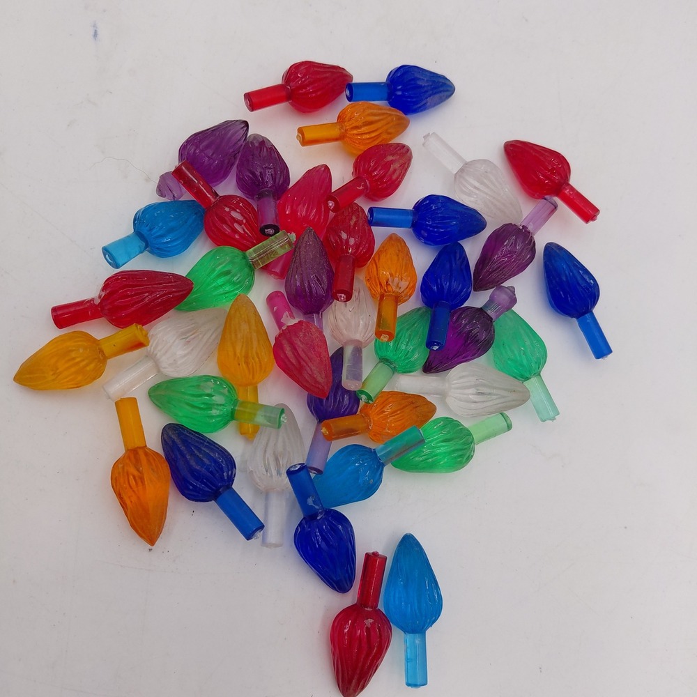 40 Vintage Ceramic Christmas Tree Replacement Bulbs Multi Color Plastic Twists